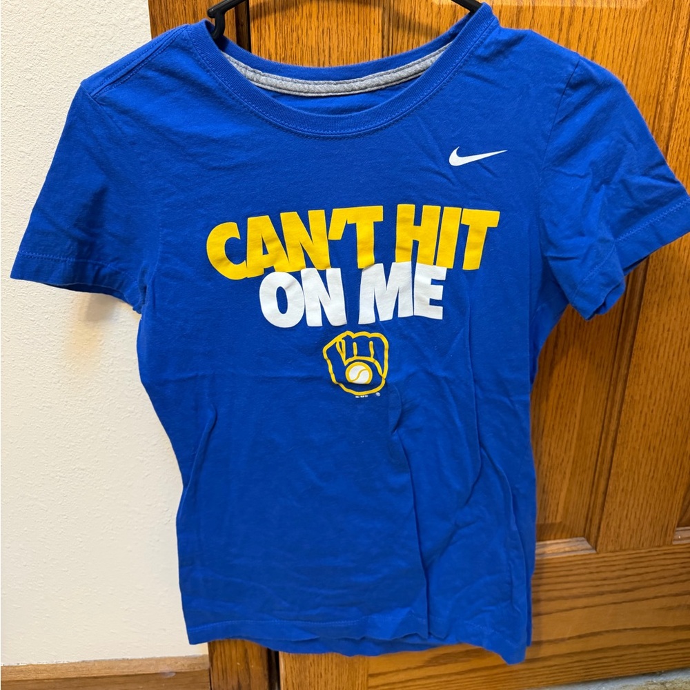 Nike Kids Blue and Yellow Graphic Tee